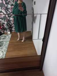 Sukienka granatowo zielone pasy