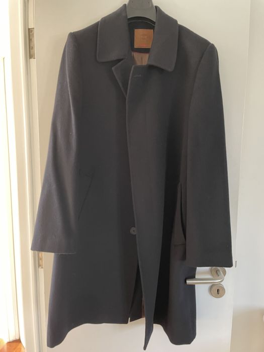 Casaco comprido, Sobretudo, Overcoat Tam 52, Azul marinho, lã meri