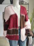 Krótki kardigan oversize - bordowy One size Azara