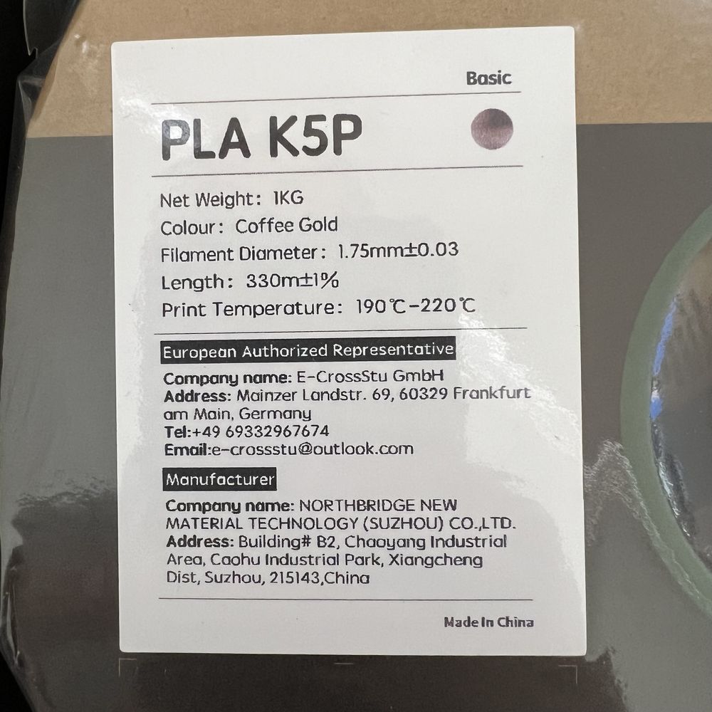 Filamentos Kexcelled PLA K5P Cofee Gold - NOVO