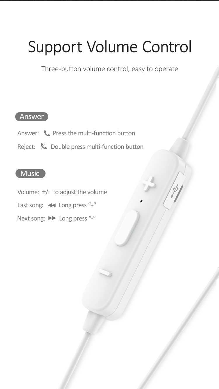 Гарнитура стерео Bluetooth 4.2 USAMS US-LN001 LN Series White