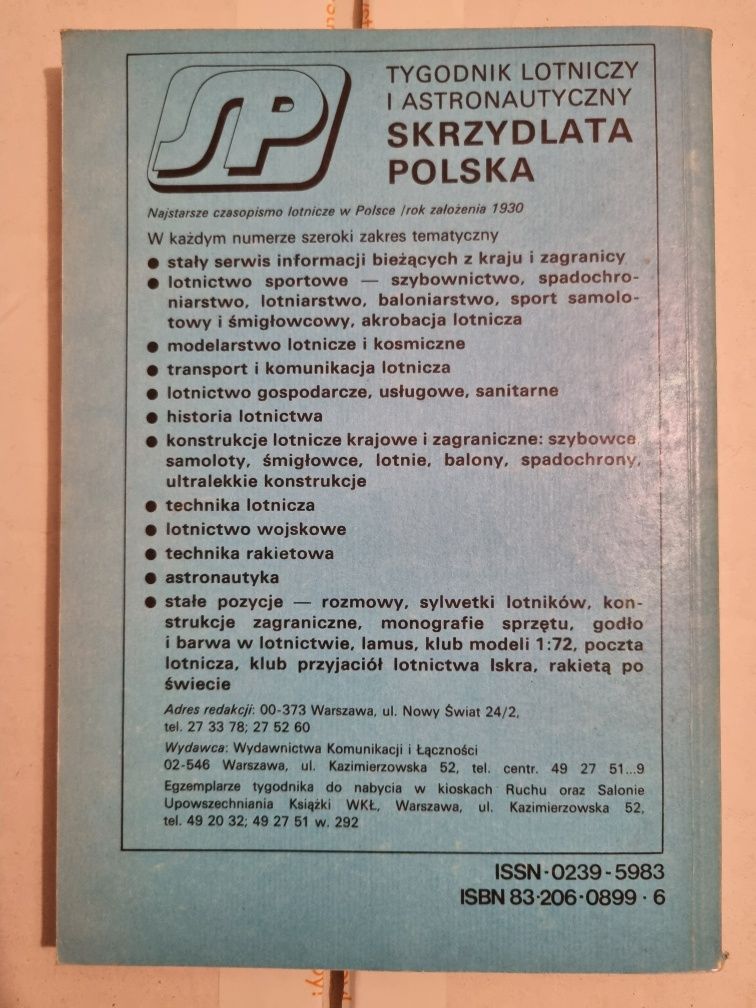 Samoloty PWS Chwalczyk Glass biblioteczka skrzydlatej Polski 1990
