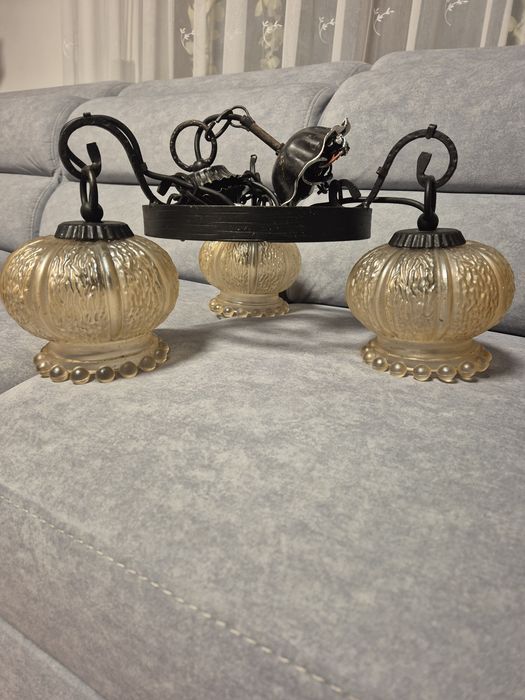 Żyrandol "PRL"  metalowy, 3-punktowy