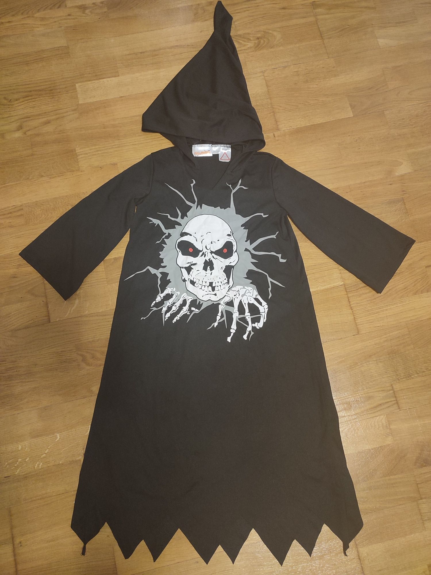 Sukienka halloween strój czarownicy z kapturem r. 4-6 lat