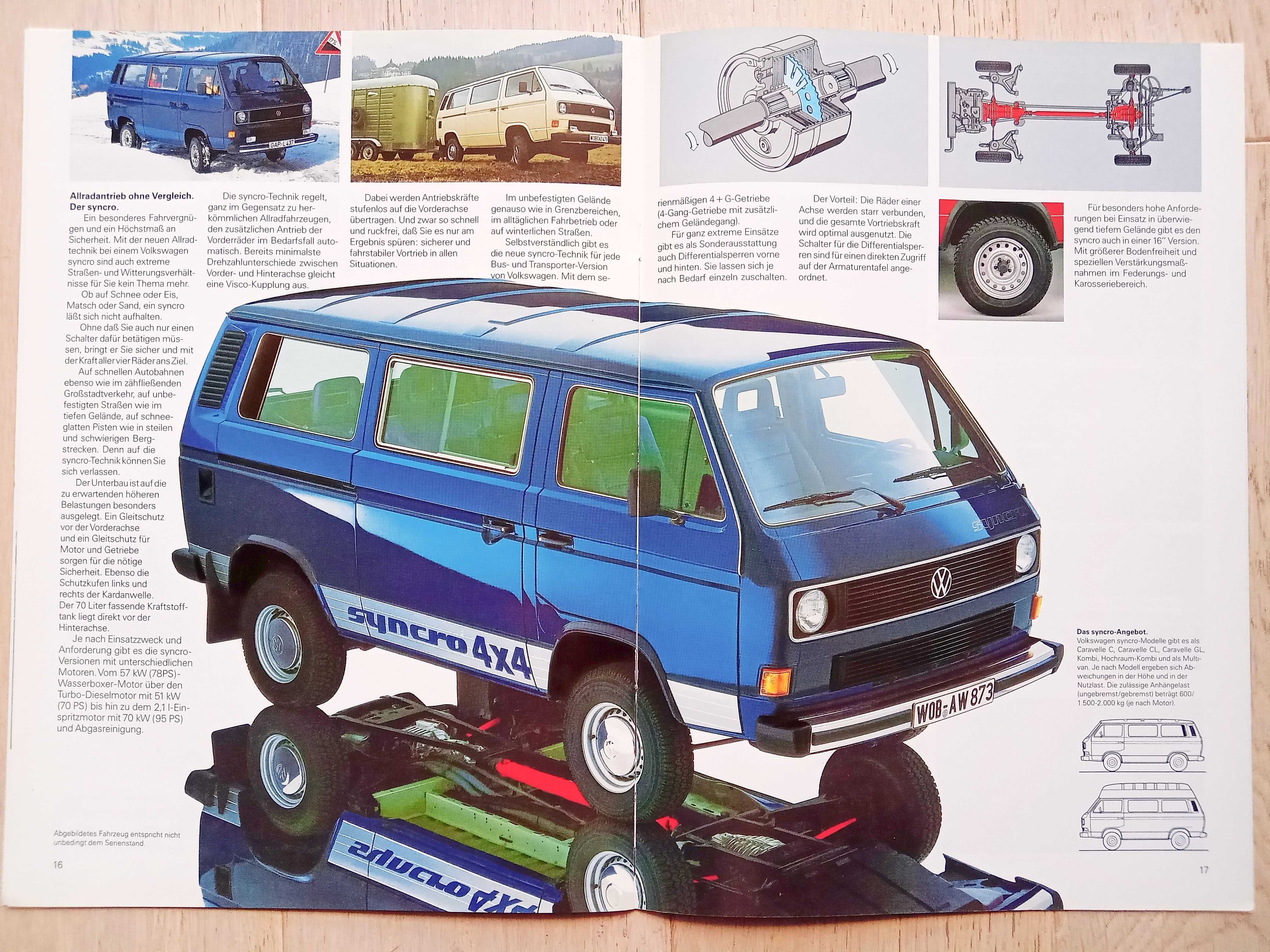 Volkswagen T3 '89 Caravelle (Kombi Carat Multivan Syncro) prospekt BDB