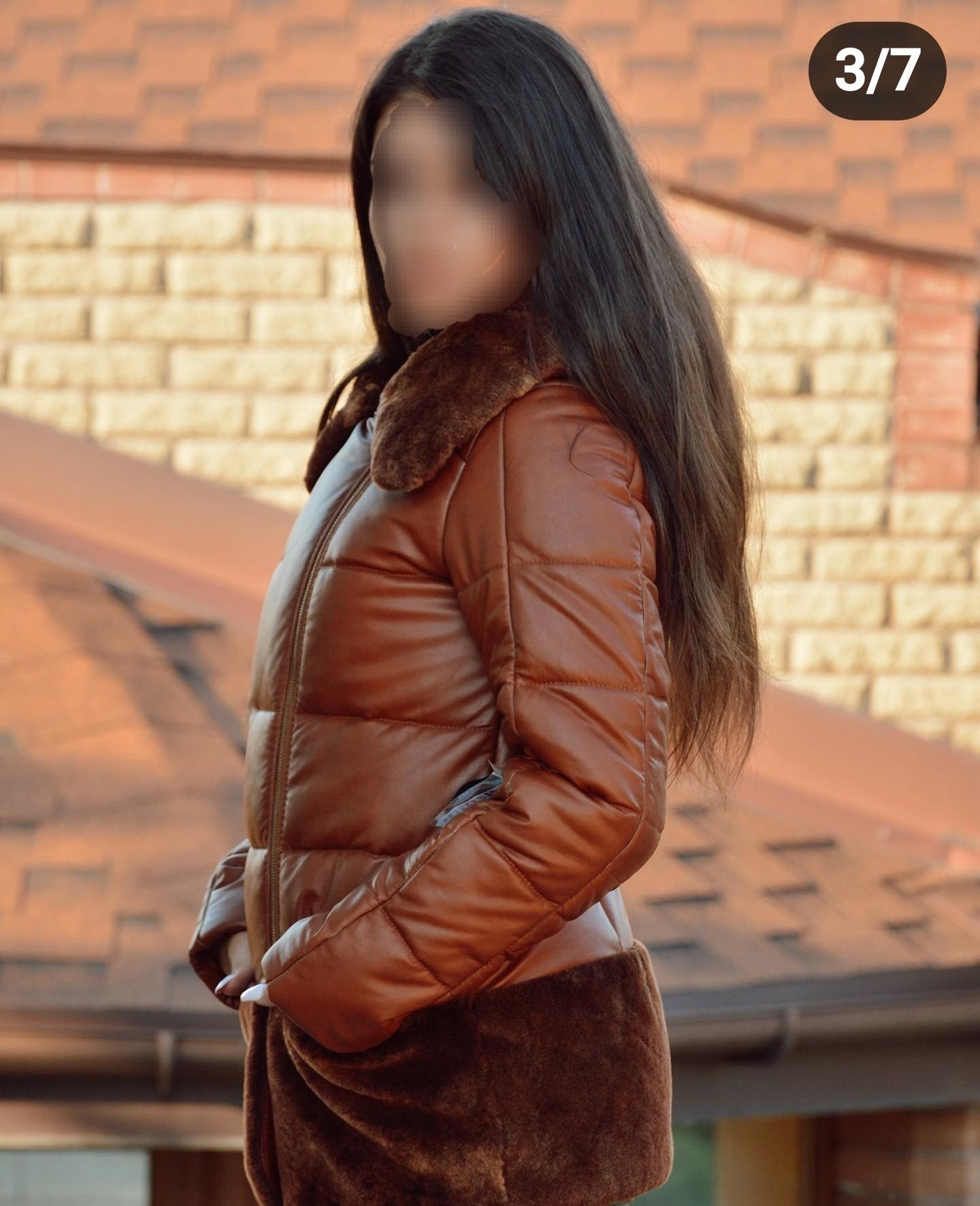 Пуховик из натуральной кожи телятины