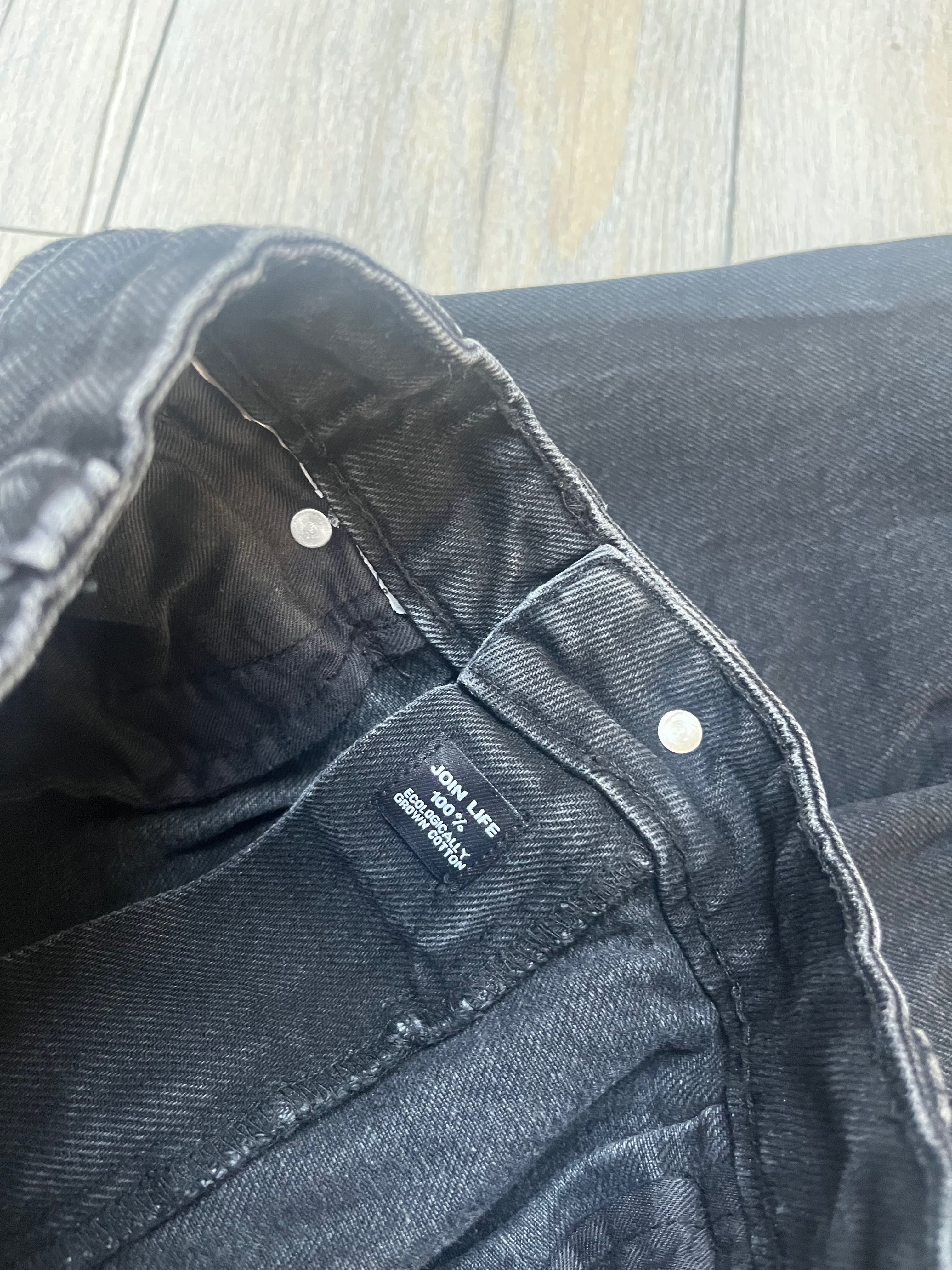 czarne spodnie jeansowe baggy XS