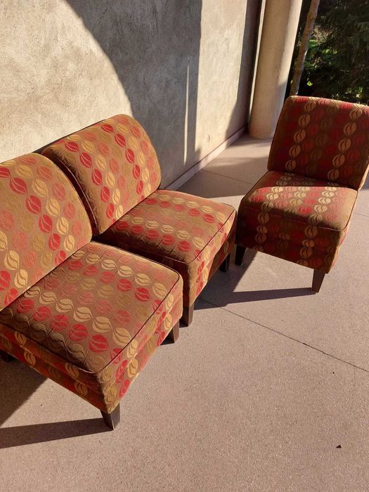 Fotele Piękne Vintage Kawowe Unikalny wzór komplet