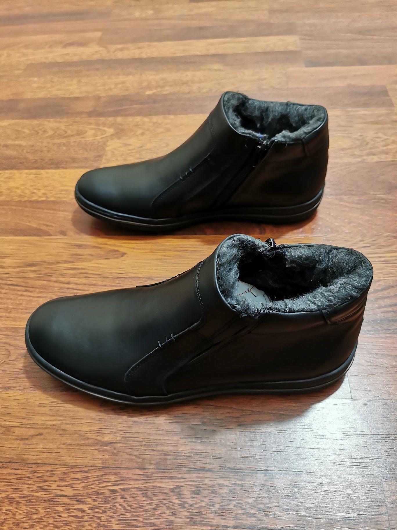 Skórzane Zimowe Buty Męskie Wsuwane Na Zamek