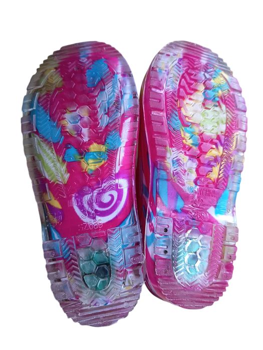 Детские резиновые сапоги со светящейся подошвой, размер 32