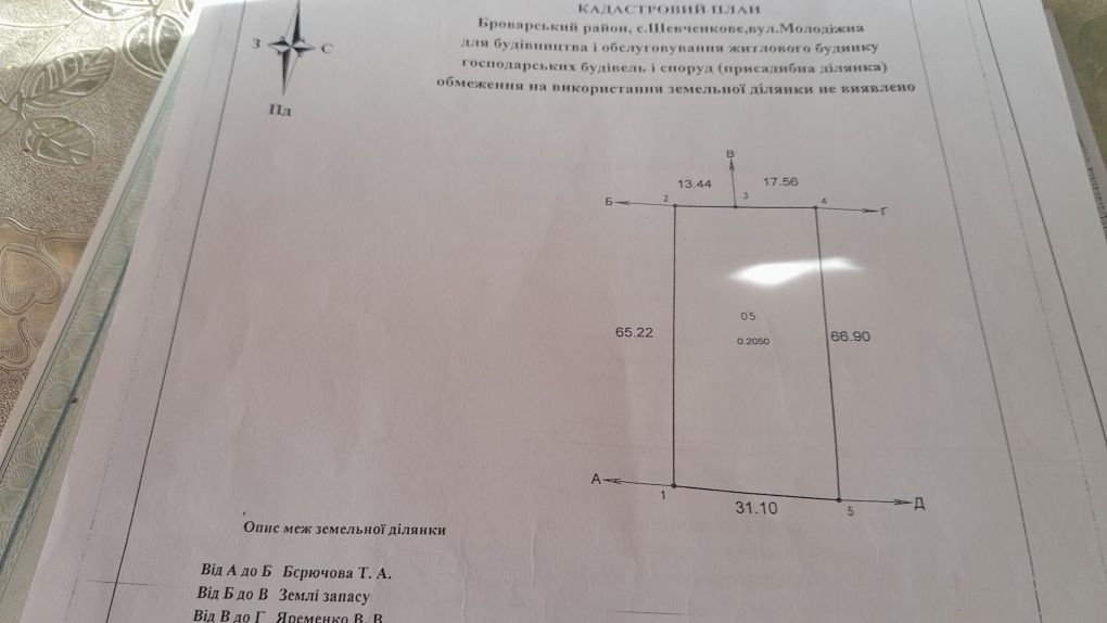 Продається земельна ділянка(20сот),с.Шевченково,Броварський р-н.