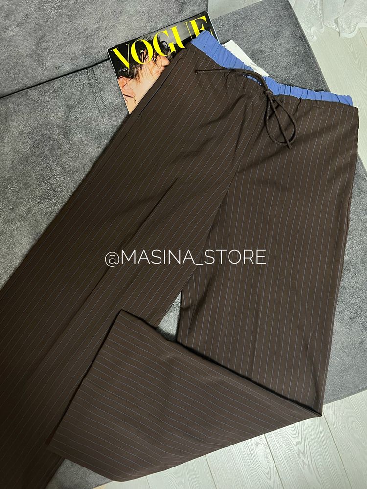 Нові штани брюки Zara XS коричневі з подвійним поясом
