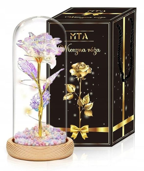 Piękny Srebrny Naszyjnik Z Sercem Pr. 925 + Róża Wieczna Prezent Dla B