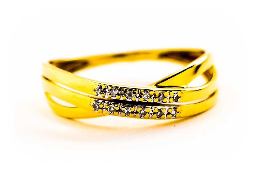 Złoty Pierścionek z Diamentami - 14K - 1,64g - DIAMENTY - Kraków