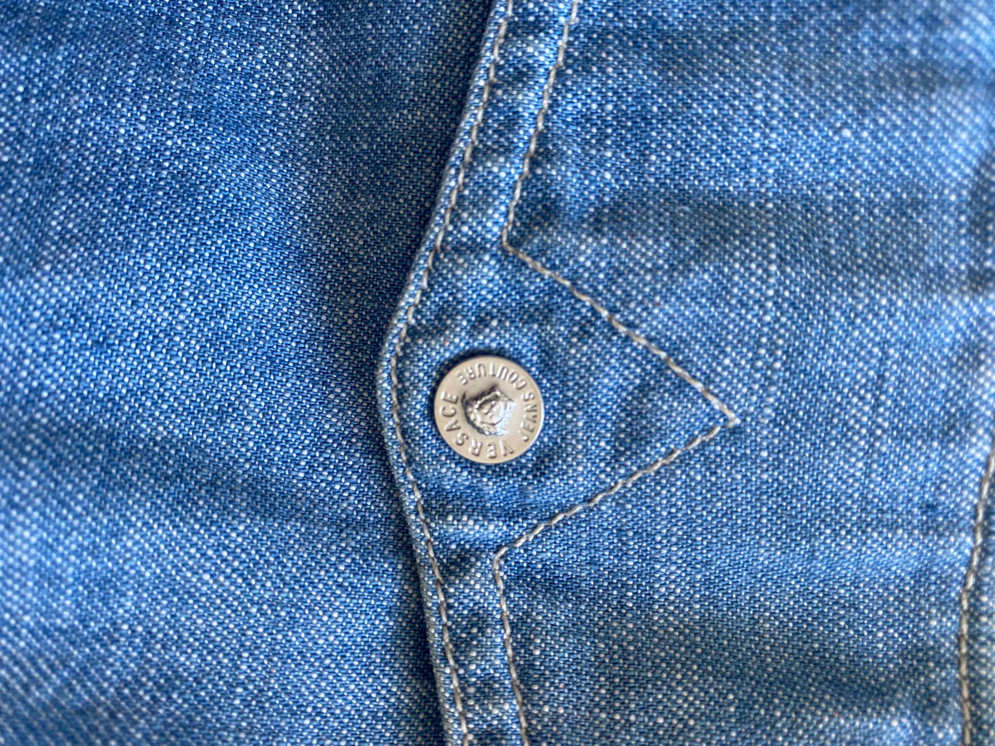 Koszula jeansowa vintage Versace Jeans Couture niebieska na guziki