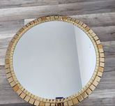 Złote okrągłe lustro ręcznie wykonane 50 cm