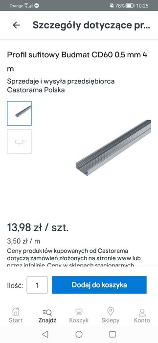 Profil sufitowy cd60