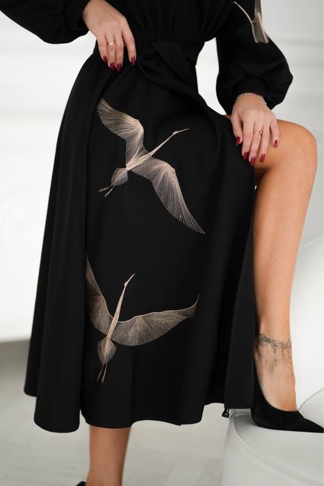 Знижка! Сукня з вишивкою пташки міді, вишита сукня, етносукня,