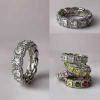 Кольцо обручка срібна з камінням кольорові