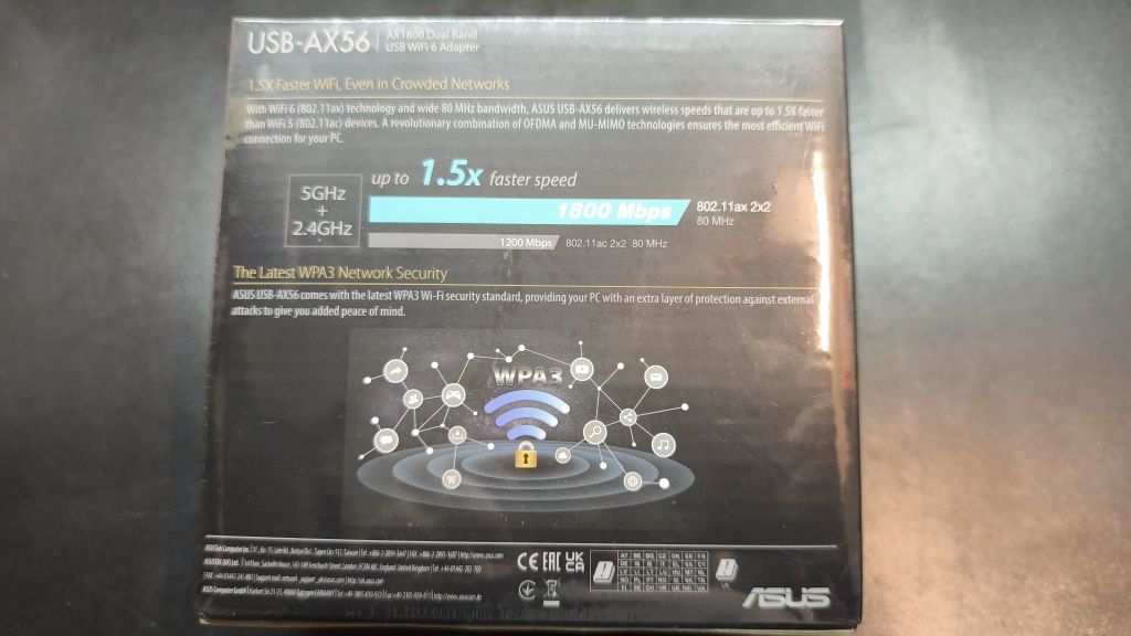 Adaptador USB Wi-Fi 6 ASUS USB-AX56 Dual Band AX1800 (NOVO e SELADO)