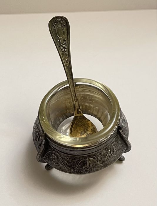 Stara mała solniczka kawiornica posrebrzana ZSRR