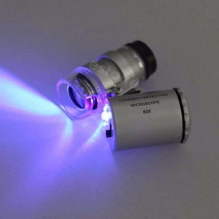 Ювелирный микроскоп 60х, лупа с LED подсветкой + ультрафиолет!!!
