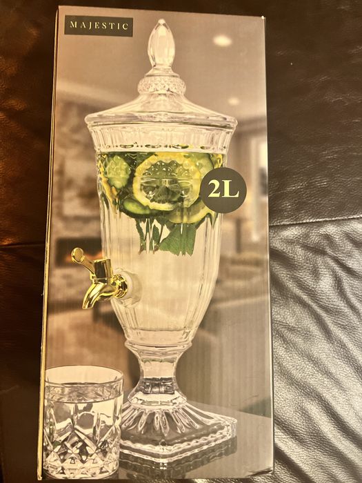 Dozownik, karafka, dzbanek z kranikiem do lemoniady, szklany, Nowy