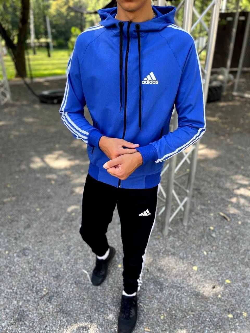 Мужской спортивный костюм синий, Адидас полоски