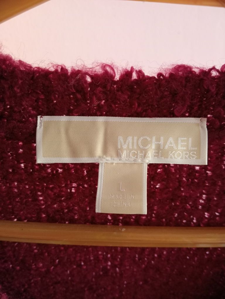 Michael Kors sweter z bukli bordowy L XL oversize