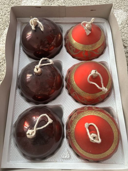 Bombki szklane czerwone/bordo srednica 10 cm