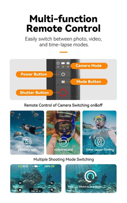 TELESIN drążek kijek wypornościowy Selfie Stick wodoodporny pilot