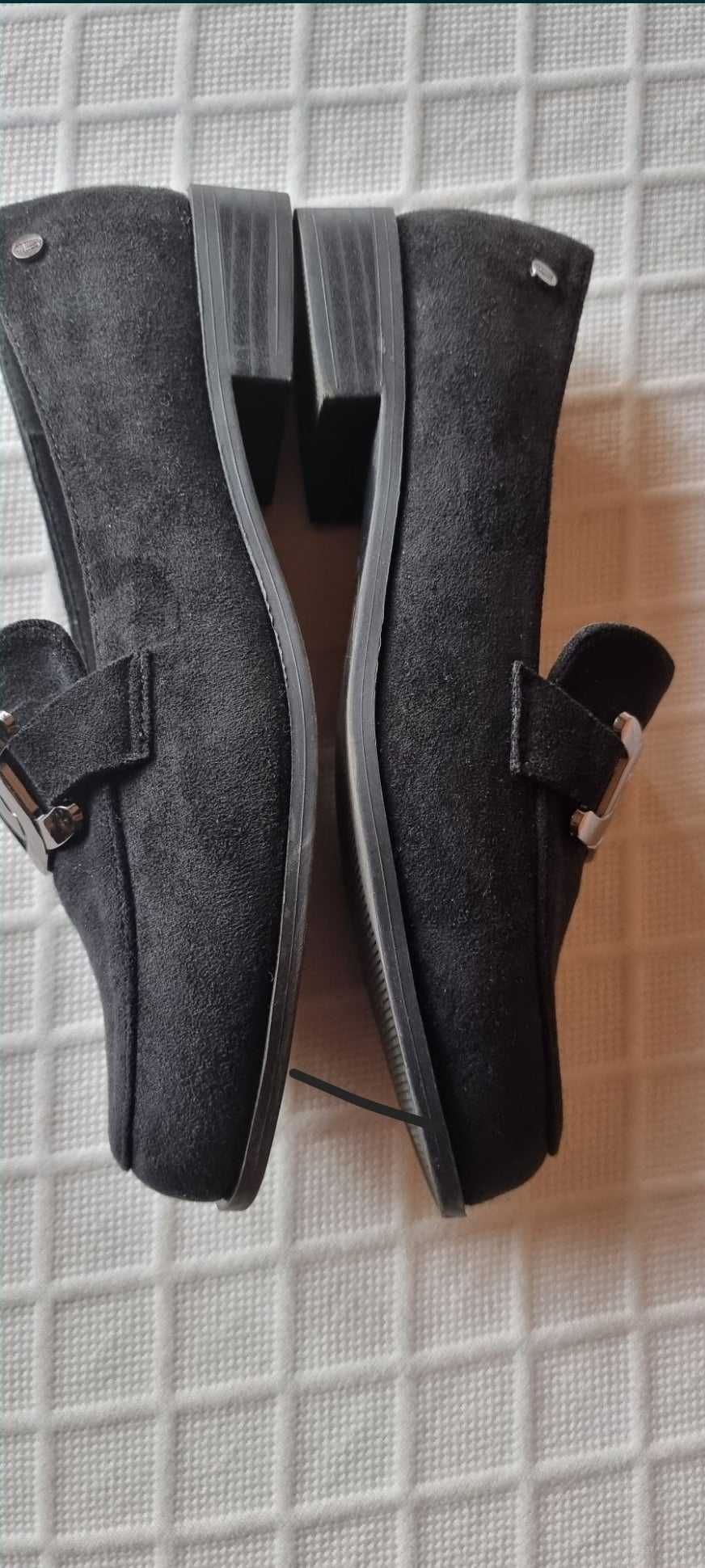 Buty damskie czarne mokasyny 39