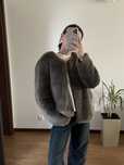 sztuczne futerko płaszcz vintage oversize bolerko