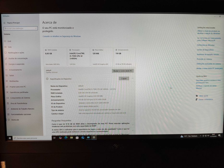 Computador All In One Dell OptiPlex 5250
