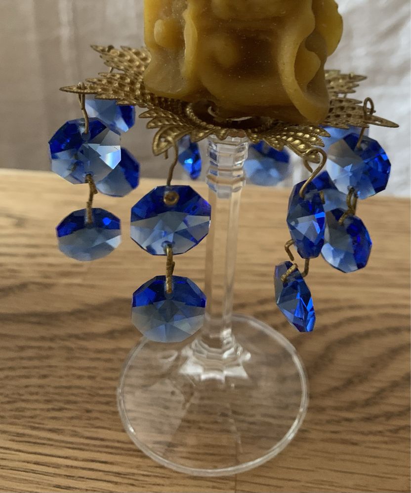 Unikatowy świecznik vintage kryształki