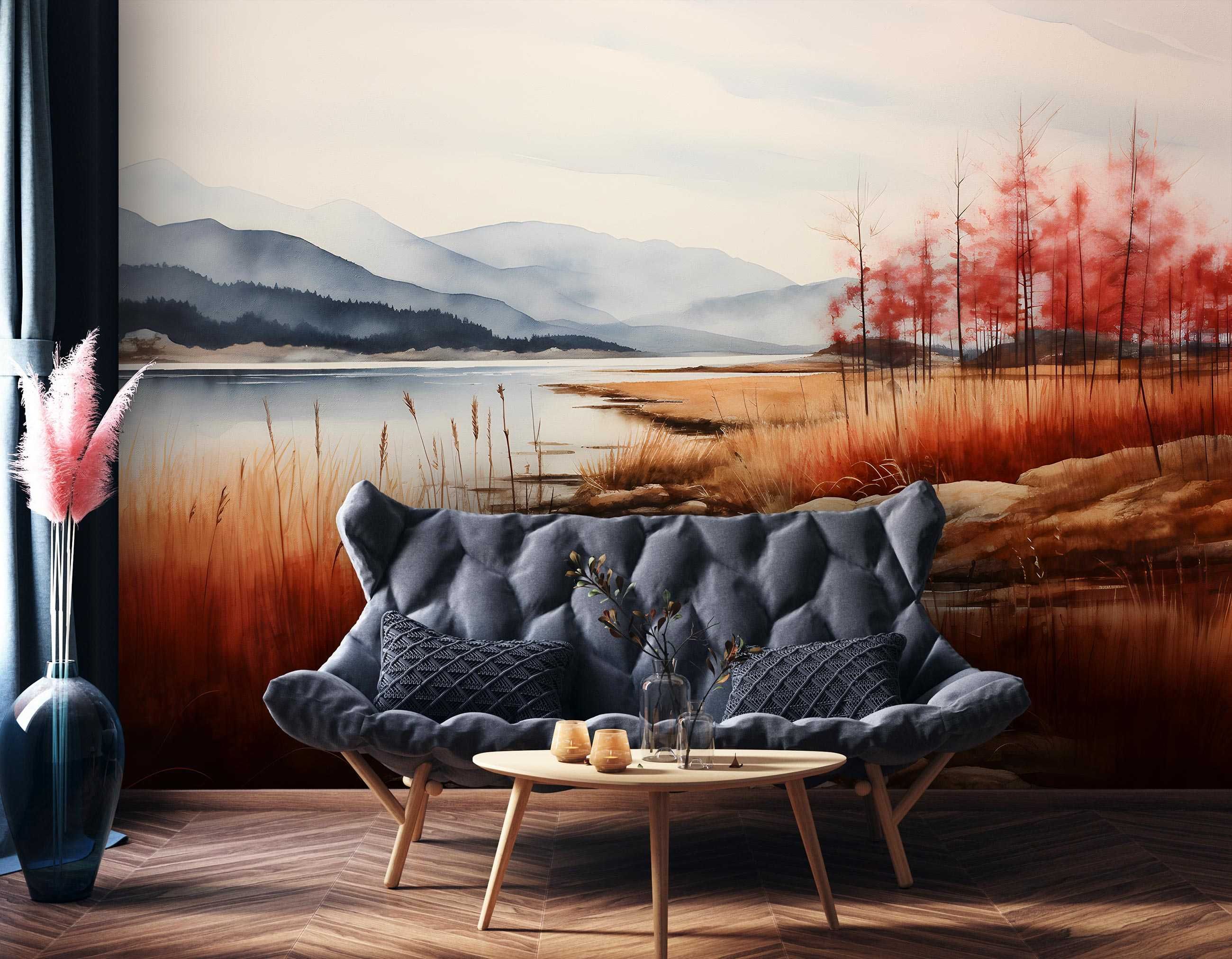 Fototapeta Krajobraz Jezioro Jesień Malowany 3D Twój Rozmiar + KLEJ