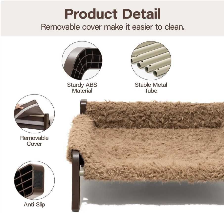 MEWOOFUN sofa leżak łóżko dla małych psów i kotów L 61x53x28cm Brązowe