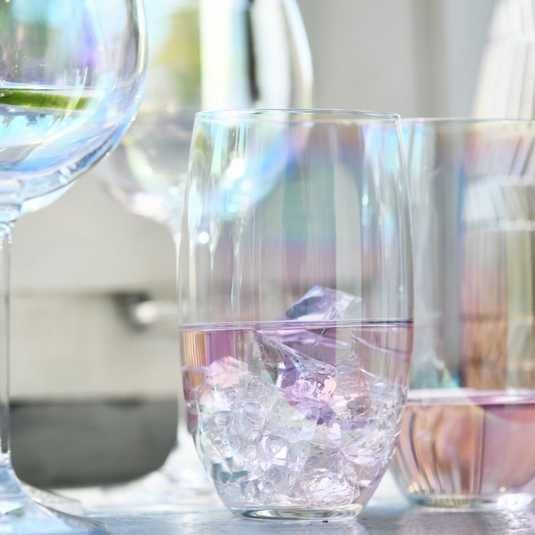 Komplet nowych opalizujących tęczowych szklanek Krosno Glass Rainbow