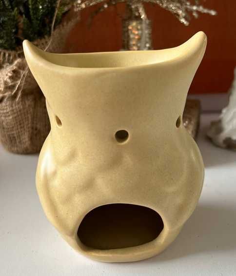 Kominek ceramiczny zapachowy Sowa ceramika żółty 12 cm