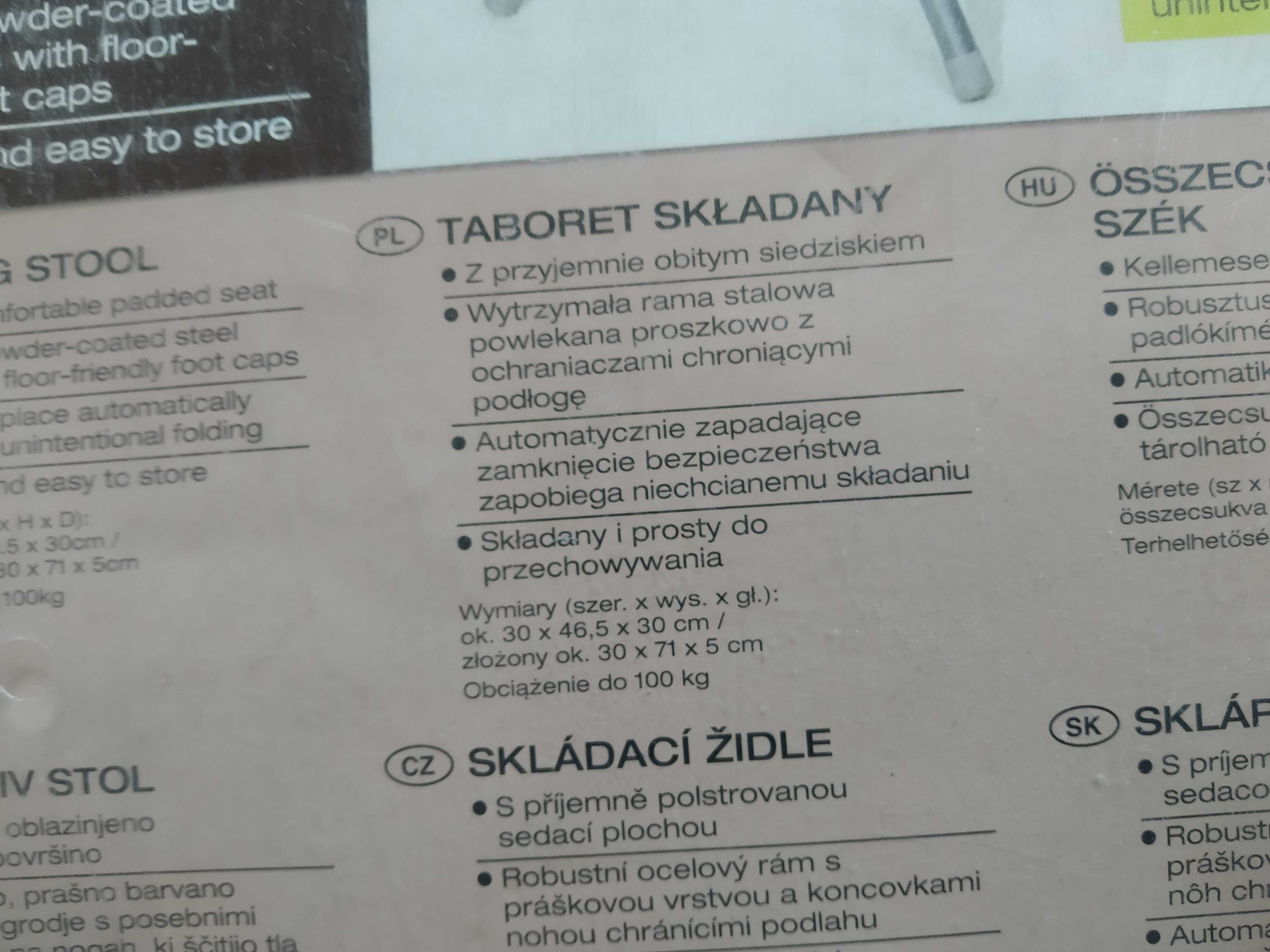 Taboret / stołek składany z metalu firmy LIVARNO.