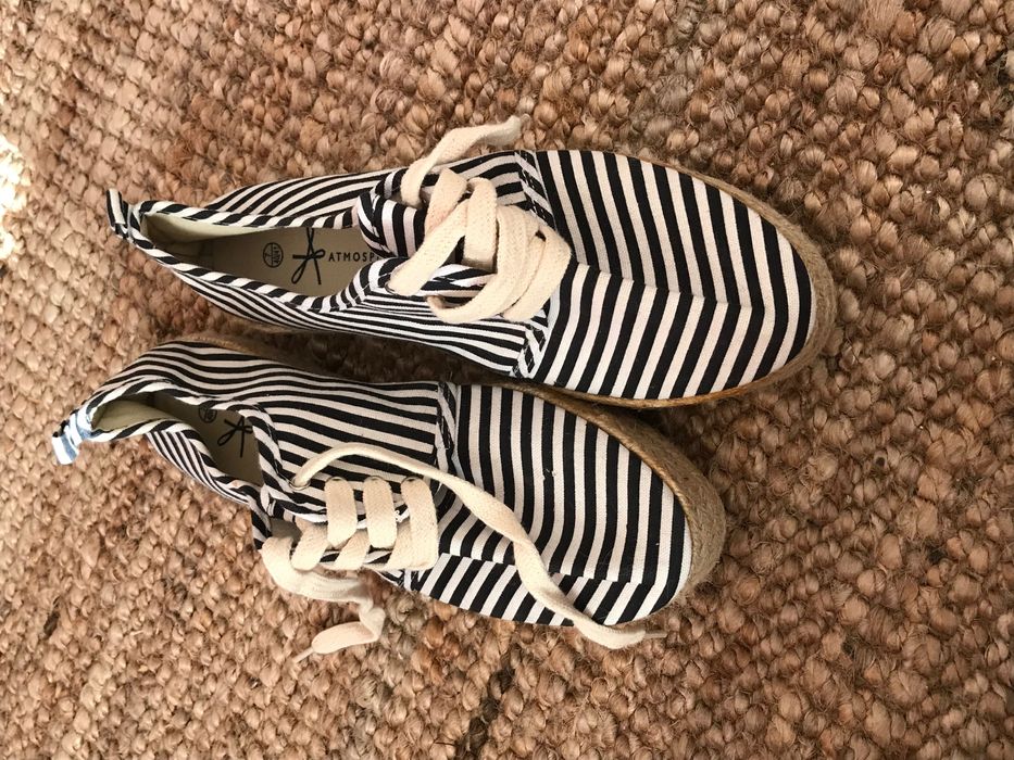 {40/41} Sapatos de verão com padrão riscado preto e branco, Atmosphere