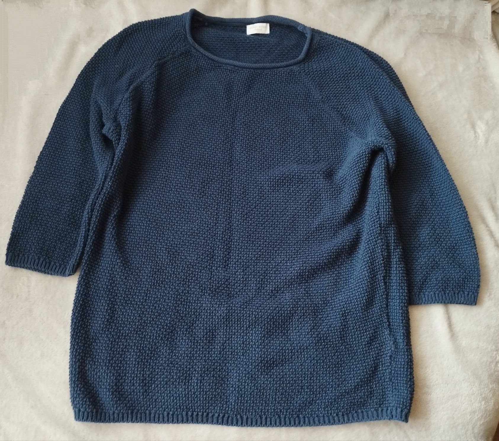 Gerry Weber Casual granatowy sweter rękaw 3/4 dzianina