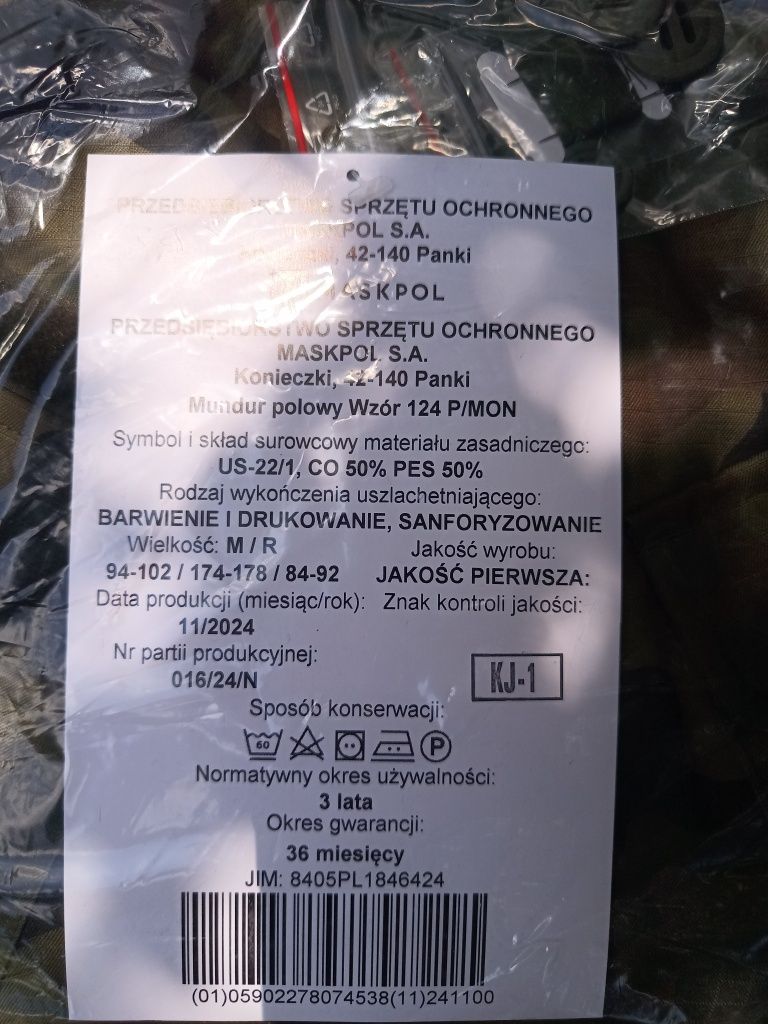 Mundur polowy całoroczny wzór 124 P/MON rozmiar M/R, pantera, wz. 93