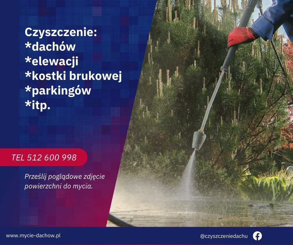 Mycie dachu. Mycie elewacji kostki brukowej. #Mycie-dachow.pl