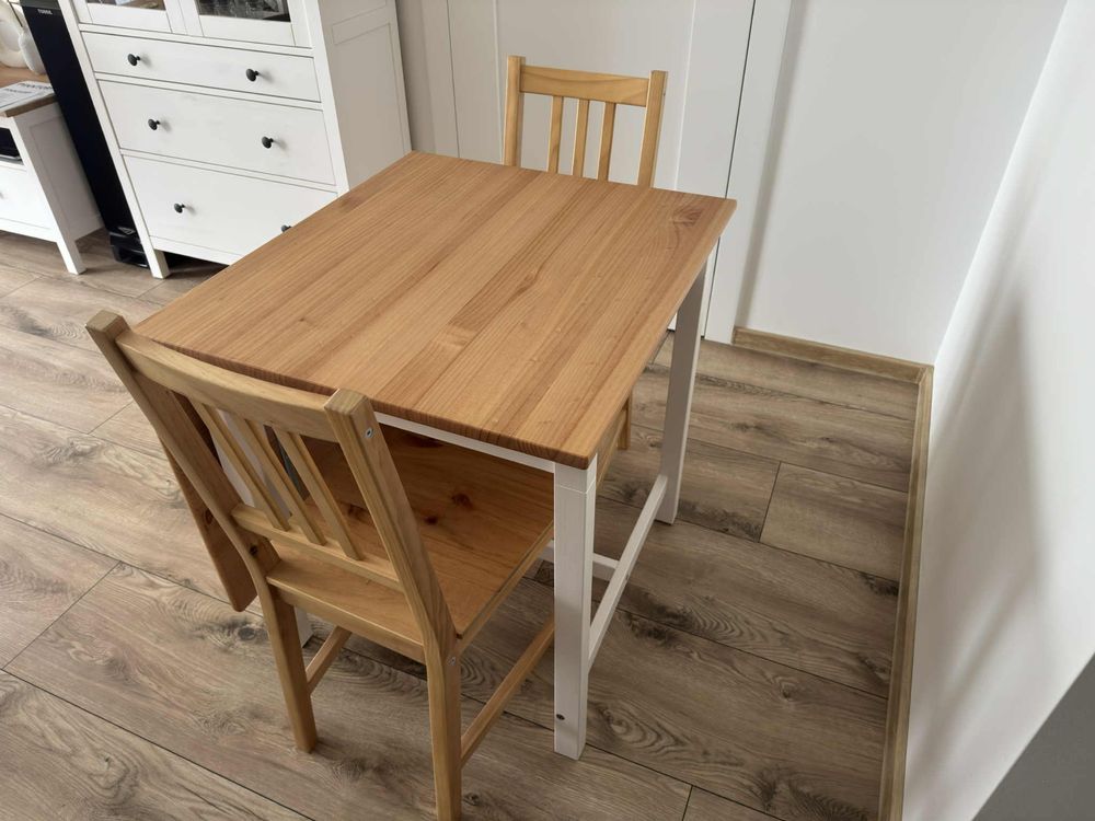 Ikea rozkładany stolik jadalnia drewniany stół krzesła zestaw krzeseł