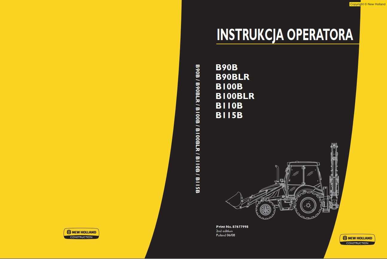 Instrukcja operatora New Holland B90B, B100B, B110B, B115B Jz. polski