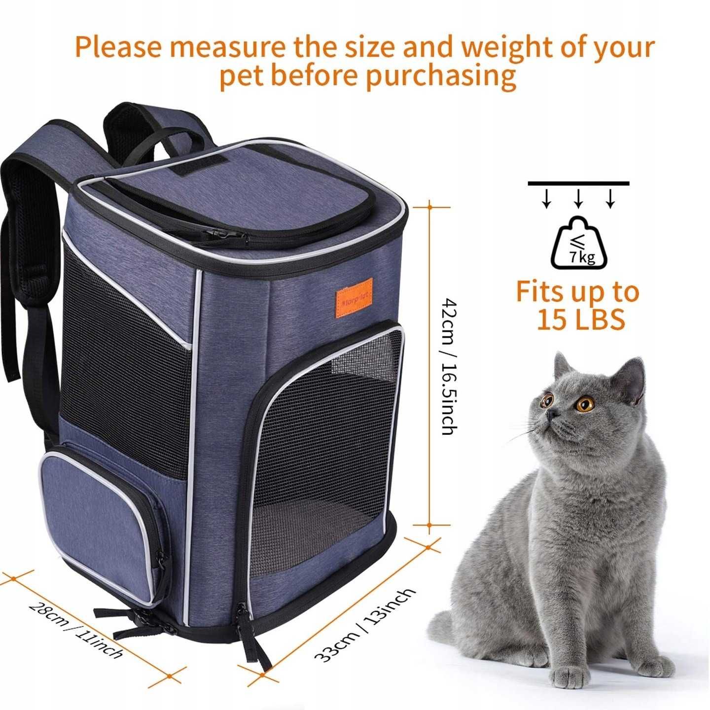 Lekesky Duży plecak dla kotów, plecak dla psów i kotów do 8-10 kg