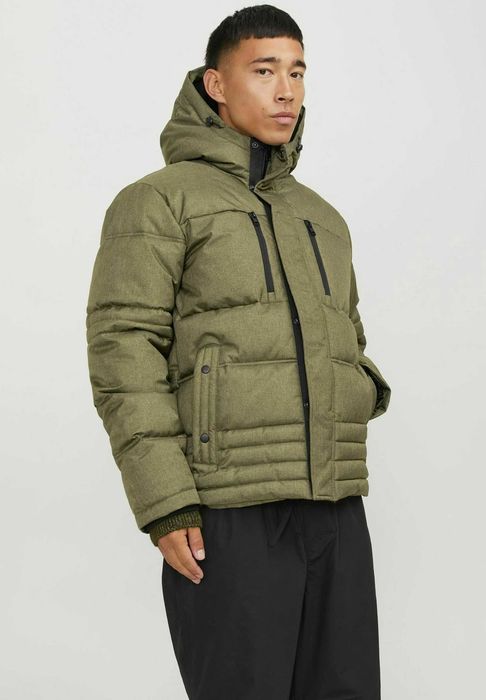 Новий Пуховик короткий чоловічий Jack & Jones колір хаккі олива