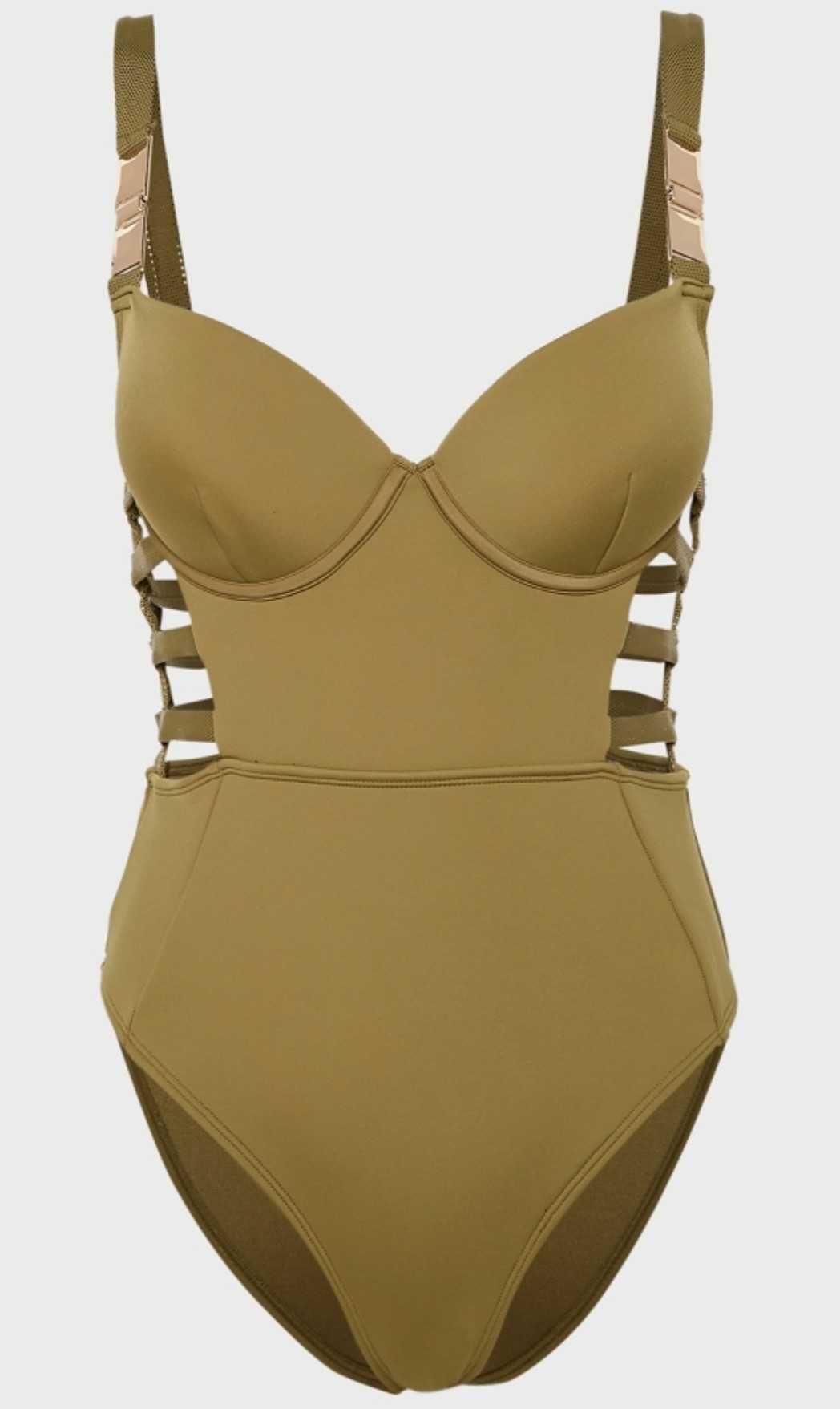 Купальник River Island Оливка/Хакі (суцільний, з push-up ефектом)