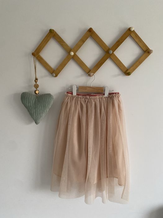 Spódnica tiulowa h&m 134/140 beżowo złota
